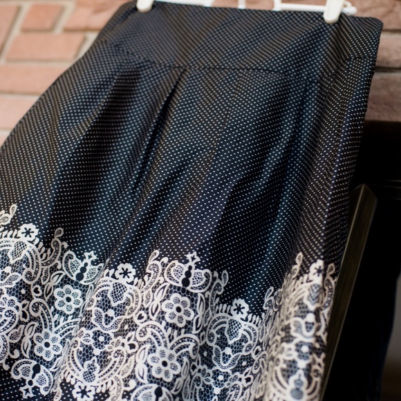 Ann Taylor LOFT Polka Dot & Lace Print Skirt - Picture 1 of 2